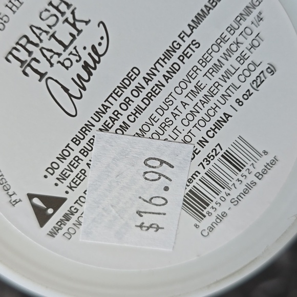 Trash Talk By Annie Jar Candle "Hope This Smells Better",Fresh Linen Scent,8 oz. - Picture 7 of 11